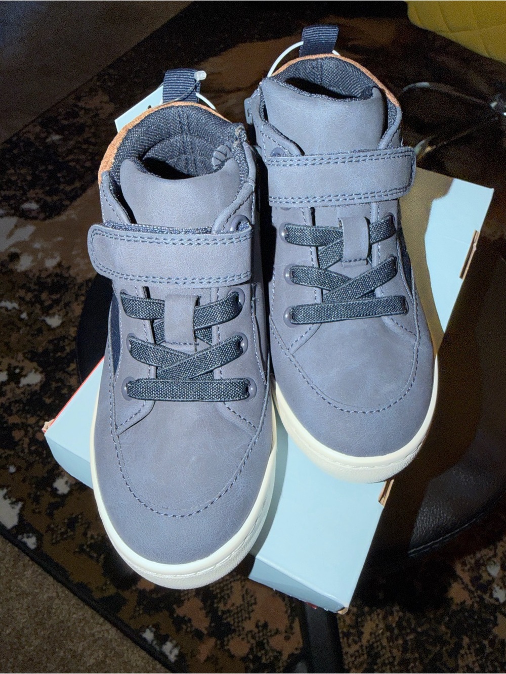 Cat & Jack Aidan Navy Blue High-Top Sneakers with Strap toddler Sz 10 BNWT